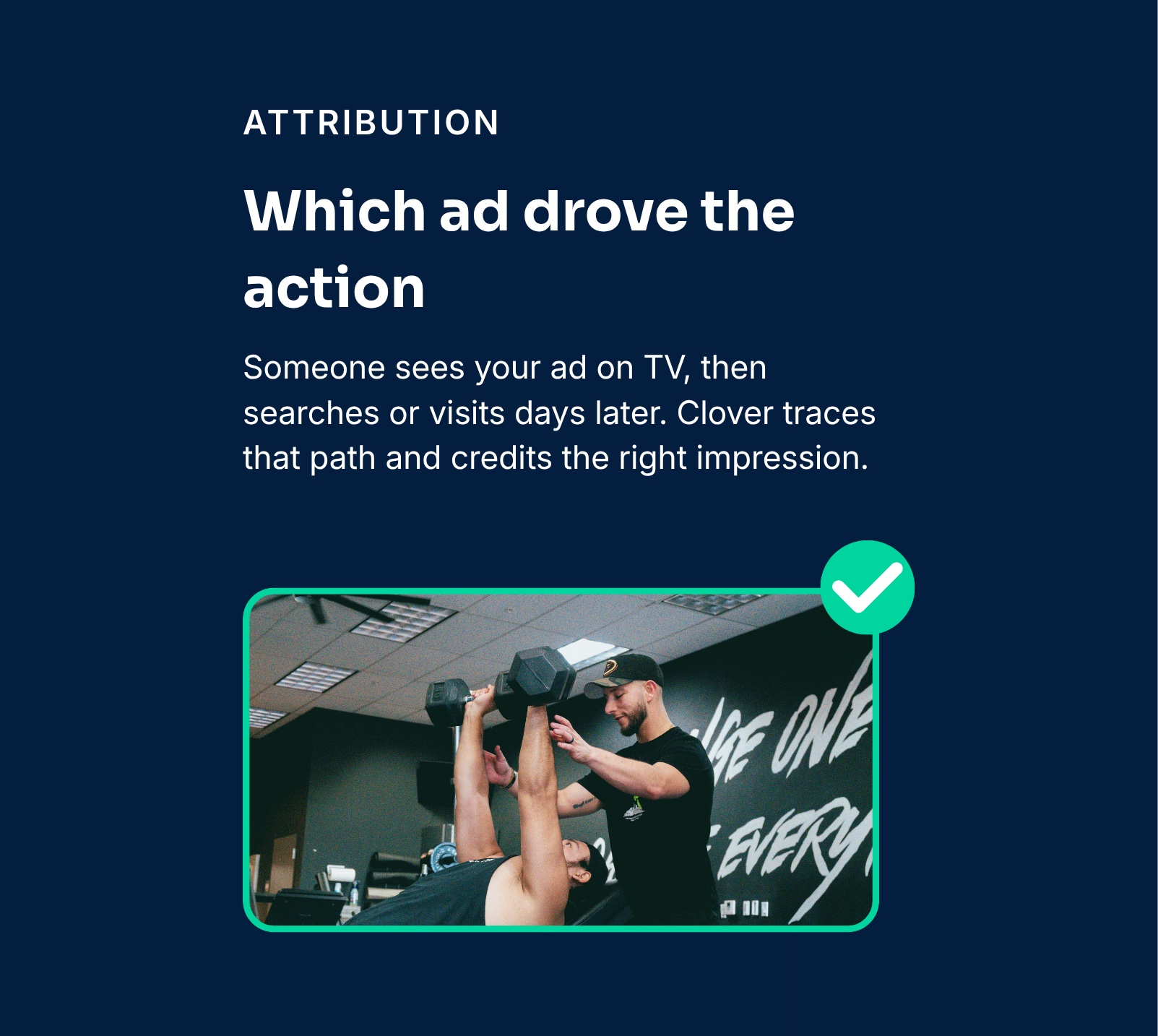 Attribution card: Which ad drove the action. Someone sees your ad on TV, then searches or visits days later. Cognition traces that path and credits the right impression.
